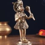 Pure Brass Standing Hanuman Ji Idol | 8.2" x 3.5" x 3" (20.8 x 8.9 x 7.6 cm) | Premium Temple Grade Art | Divine Protection Murti | Sacred Collection